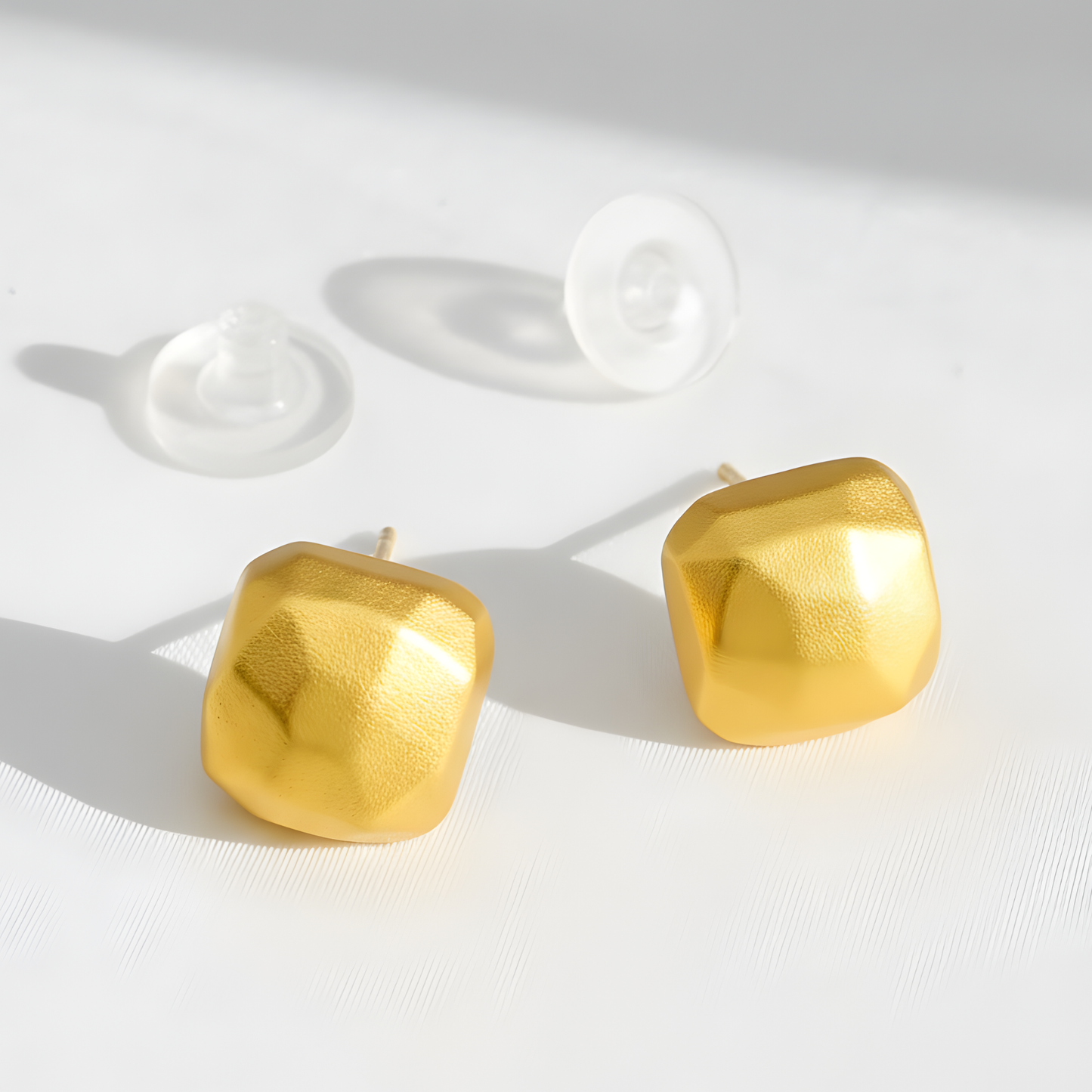 Gold Square Stud Earrings