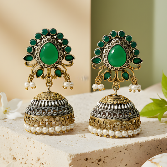 Gold Jhumka Earrings