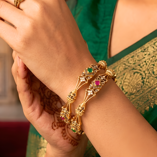 Filigree Laxmi Motif Temple Jewelry Bangles