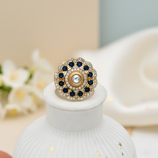 Blue Blossom Halo Statement Ring