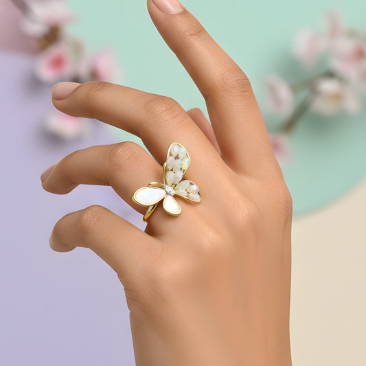 Mother of Pearl Butterfly Ring