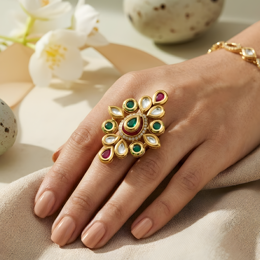 Kundan Marquise Cocktail Ring