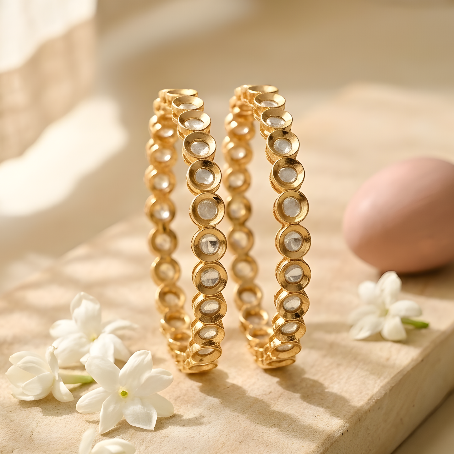 Kundan Polki Bangle Set of Two