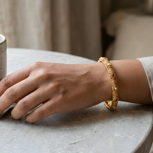 Filigree Design Gold Plated Bangles