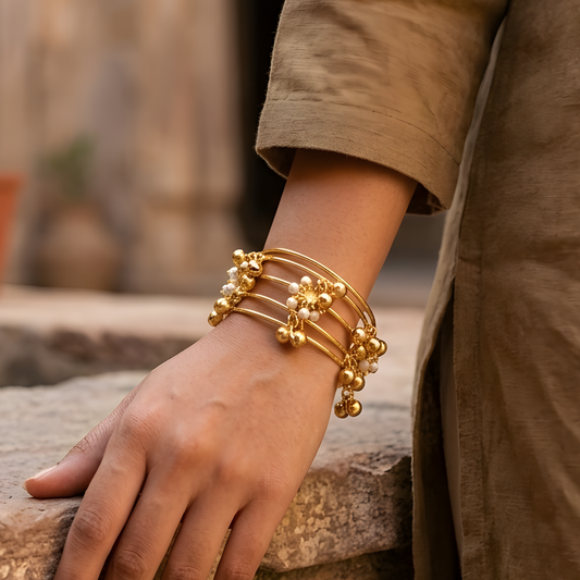 Golden Ghungroo Multi-Wire Cuff