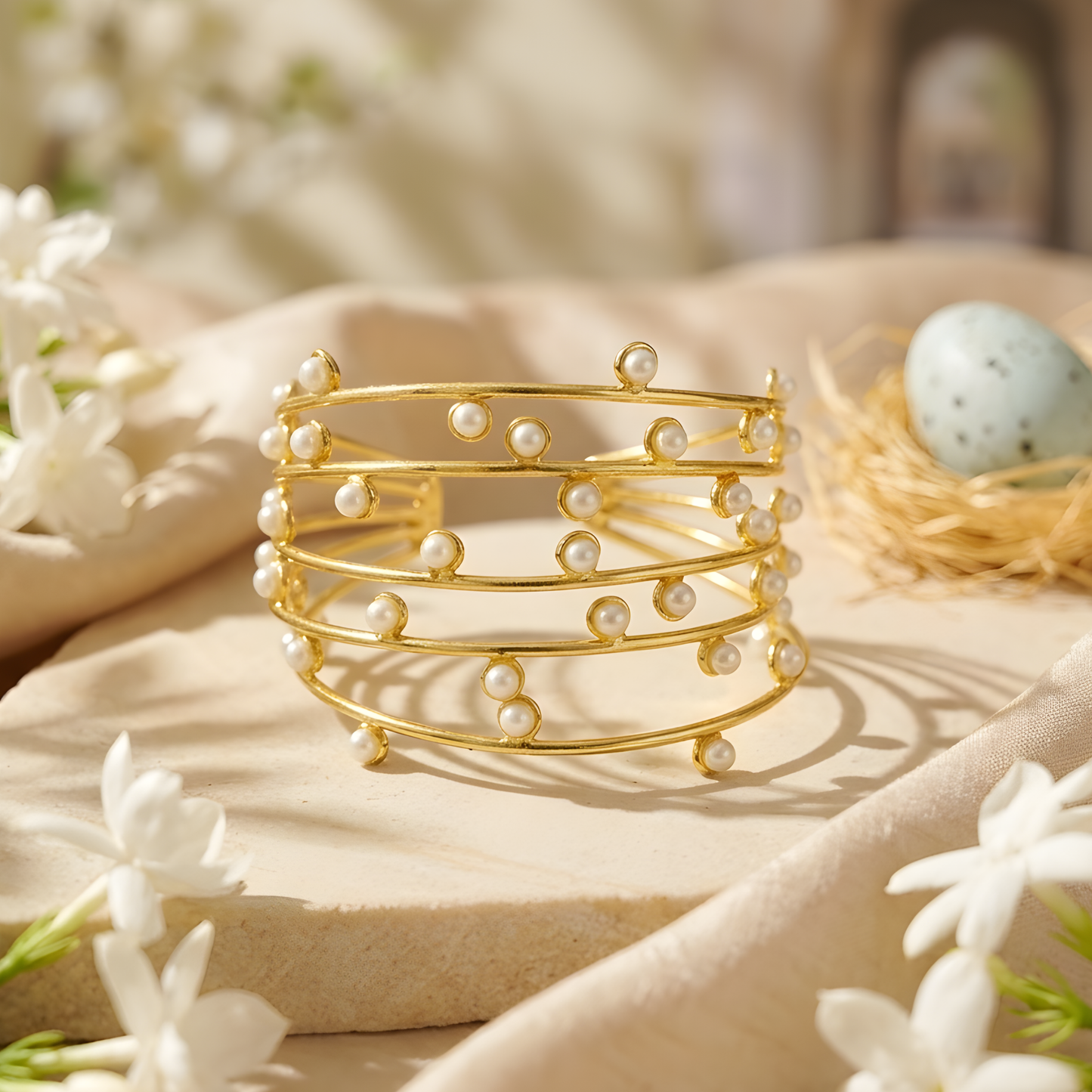 Pearl Multi-Wire Cuff Bangle