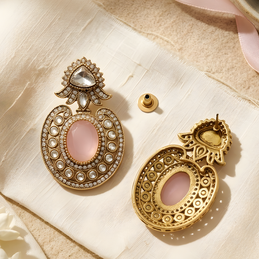 Oval Halo Statement Earrings