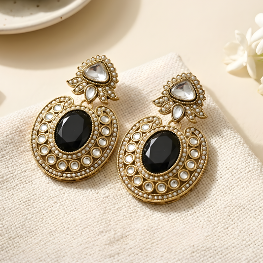 Oval Halo Statement Earrings
