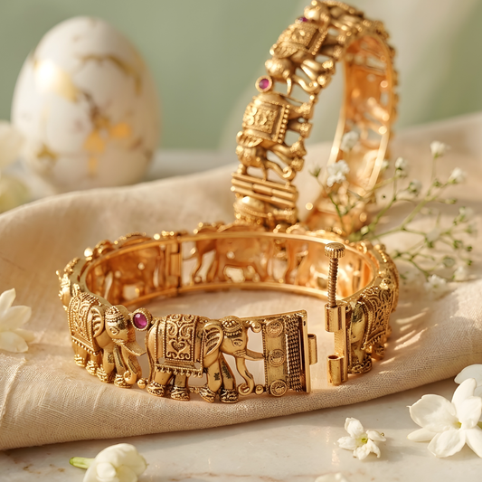 Elephant Motif Bangle Set of 2