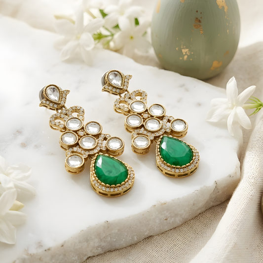 Emerald Teardrop Chandelier Earrings