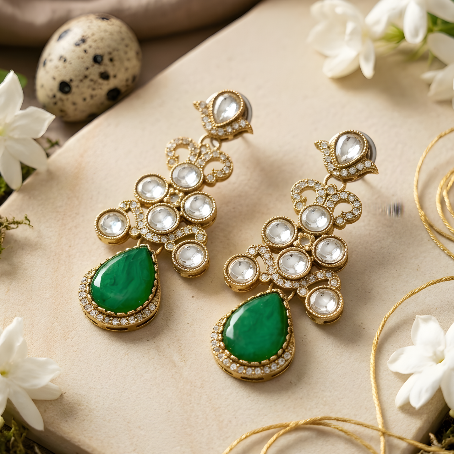 Emerald Teardrop Chandelier Earrings