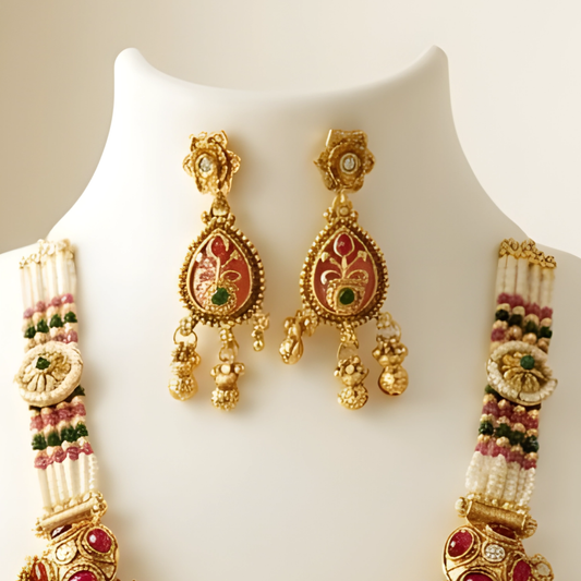 Rajwadi Kundan Necklace Set with Earrings