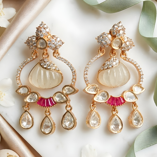 Moissanite Chandbali Earrings For Women