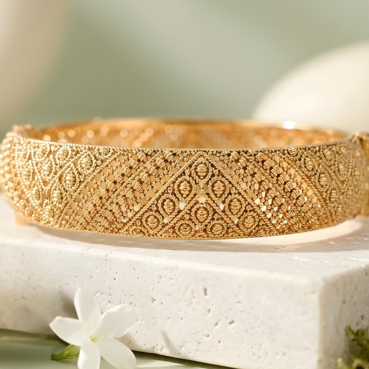 Gold Plated Textured Kada Bangles for Women
