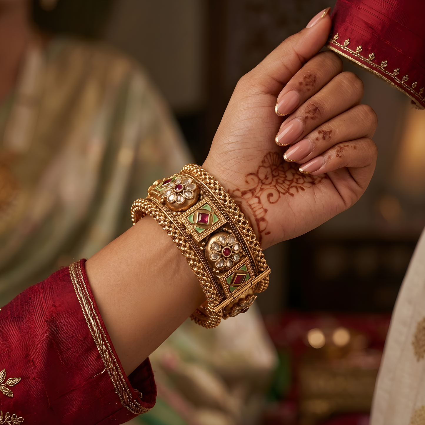 Traditional Meenakari Wide Kada Set