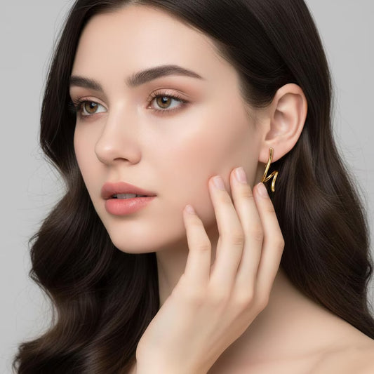 Gold Sculptural Curve Drop Earrings