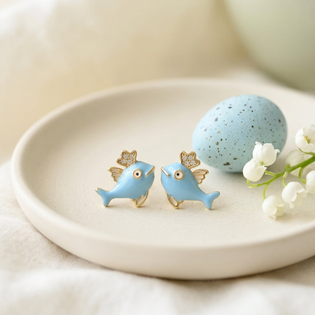 Blue Angel Fish Stud Earrings
