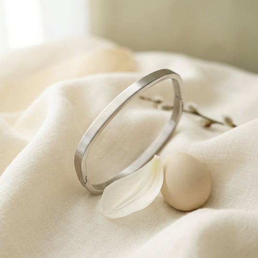 Minimalist Silver Square Bangle
