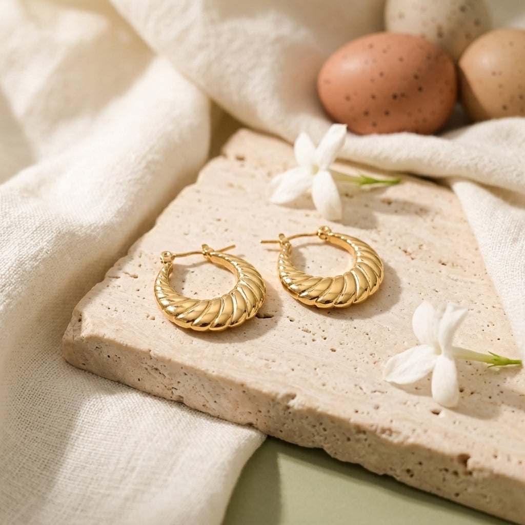 Aurora Twist Gold Hoop Earrings