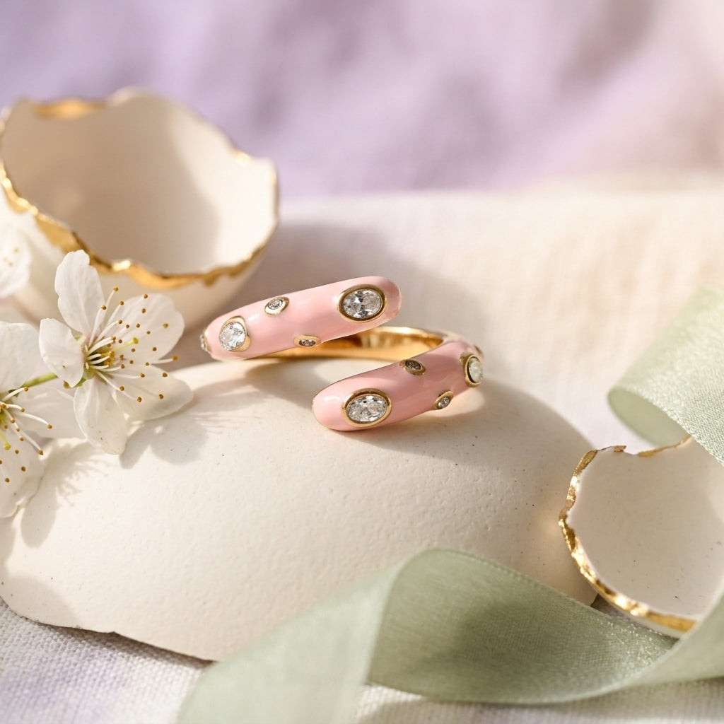 Blush Luxe Crystal Open Ring