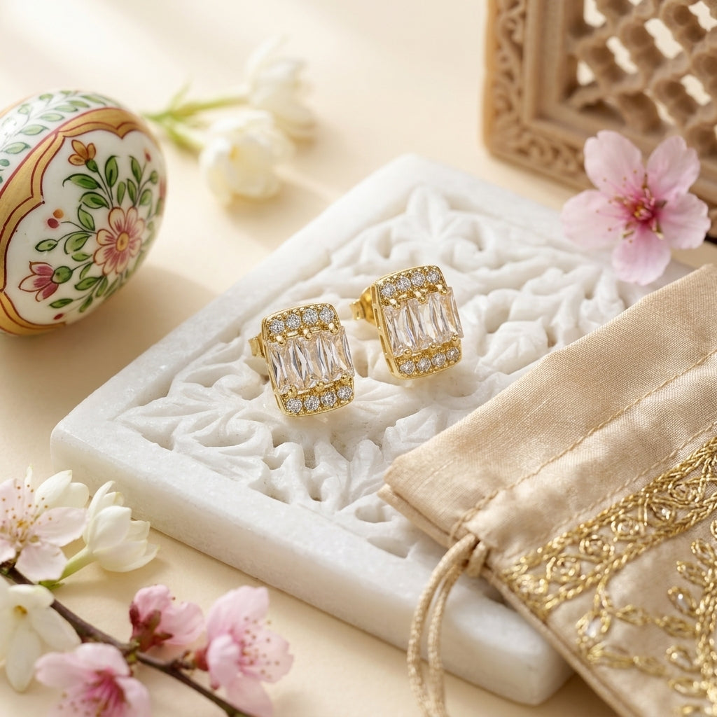 Radiance Baguette Crystal Stud Earrings
