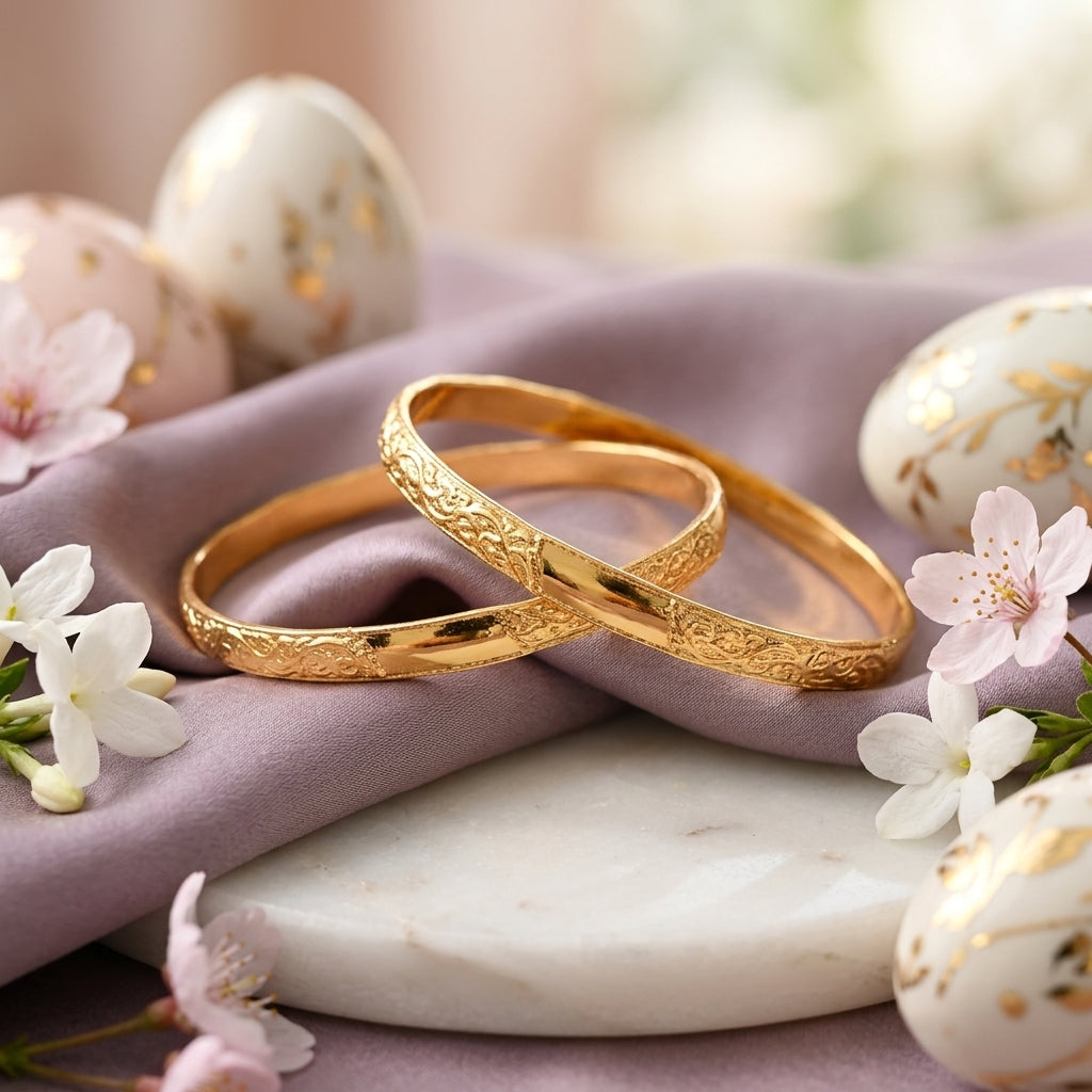 Heritage Gold Engraved Bangle Set