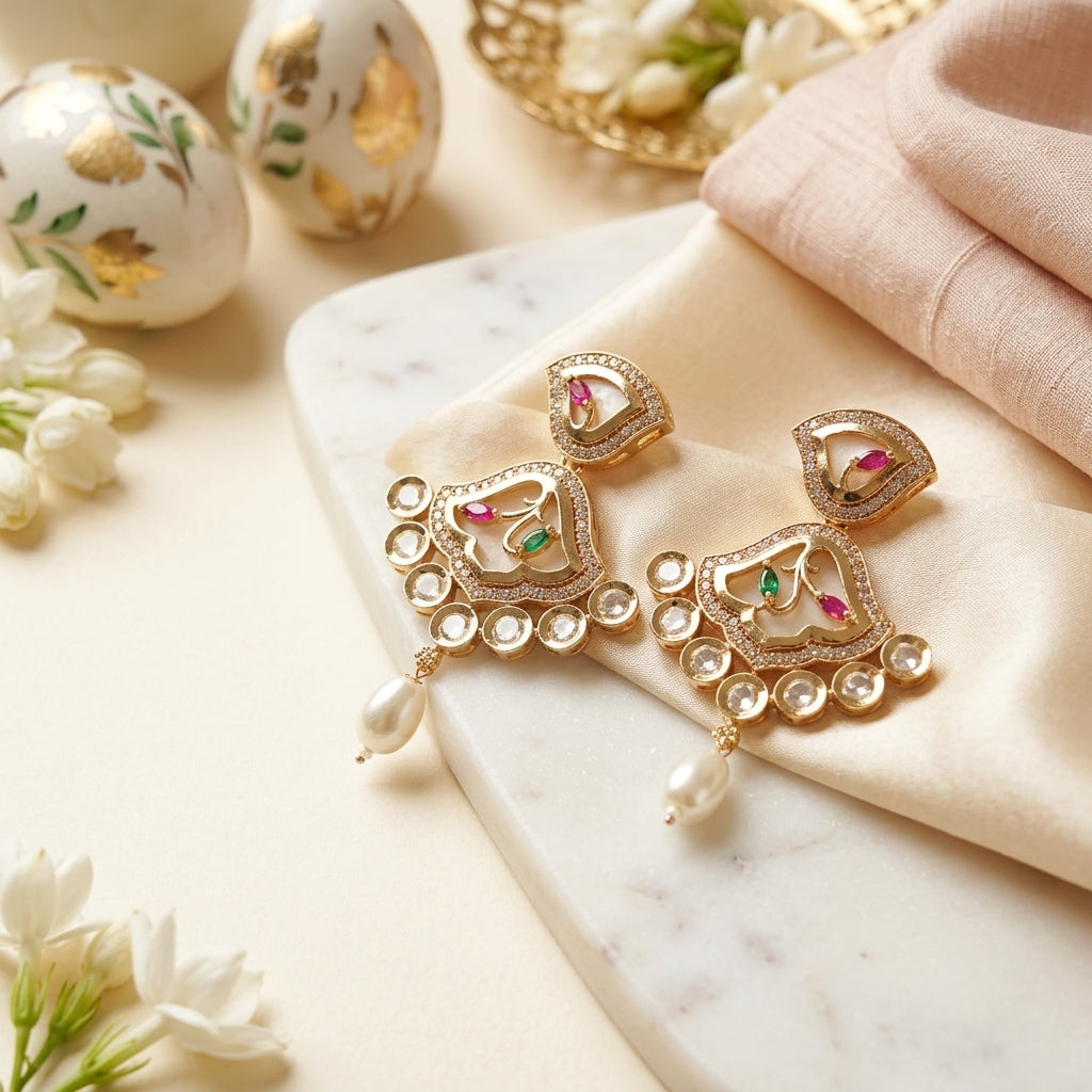 Moissanite Floral Drop Earrings