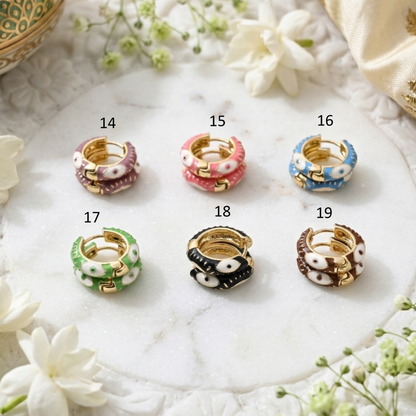 Colorful Enamel Hoop Earrings for Women