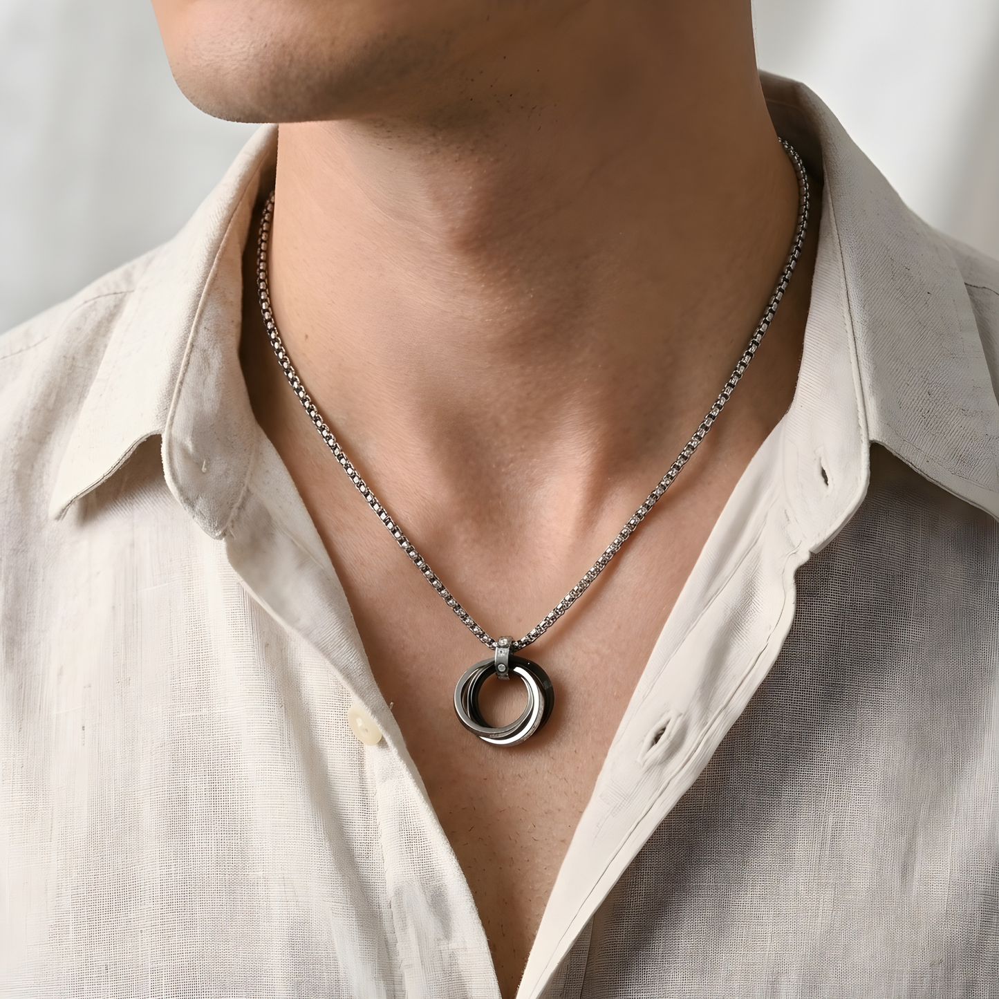 Black Onyx Pendant Necklace For Men