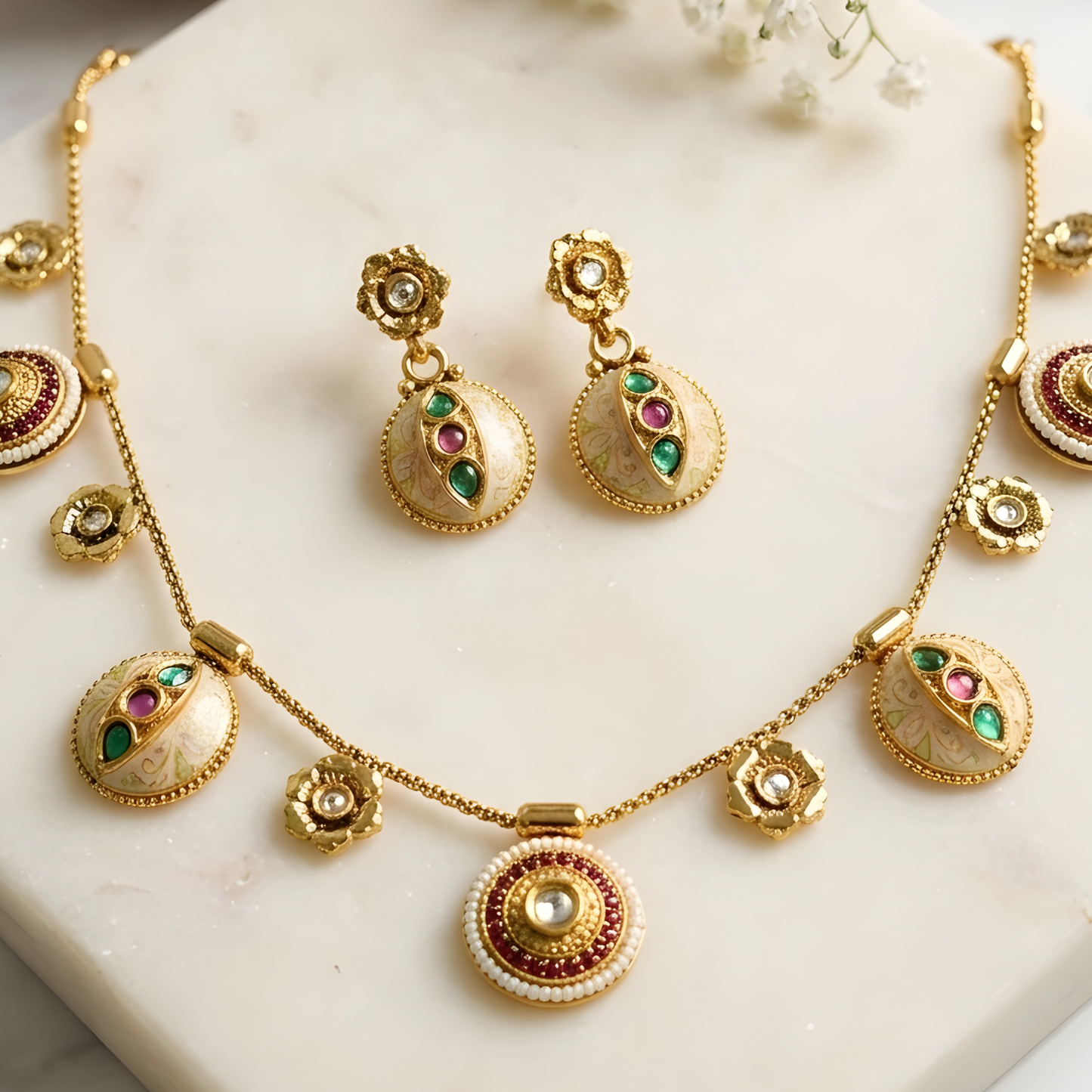 Multicolor Coin Necklace Set For Women