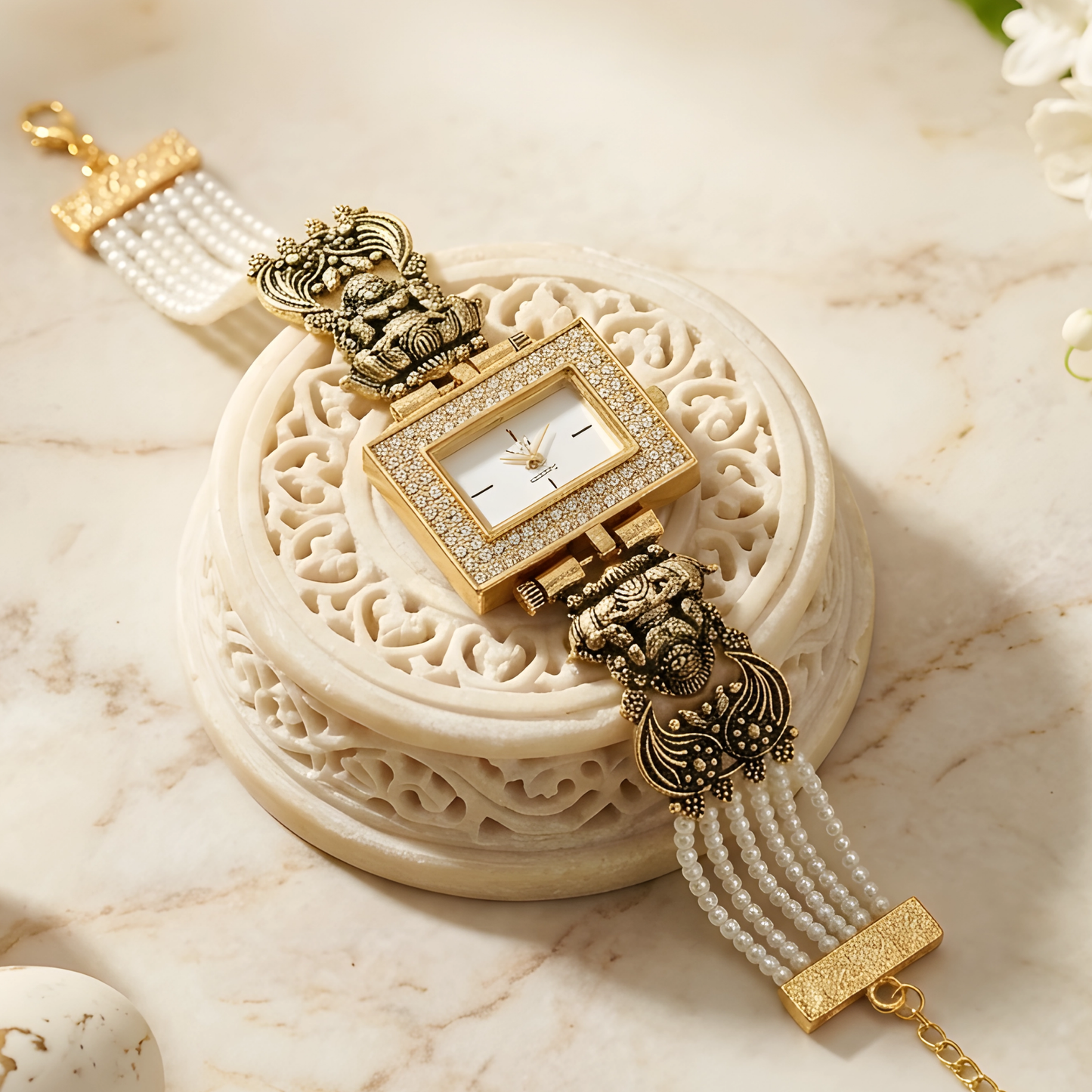 Temple Jewelry Pearl Strap Watch