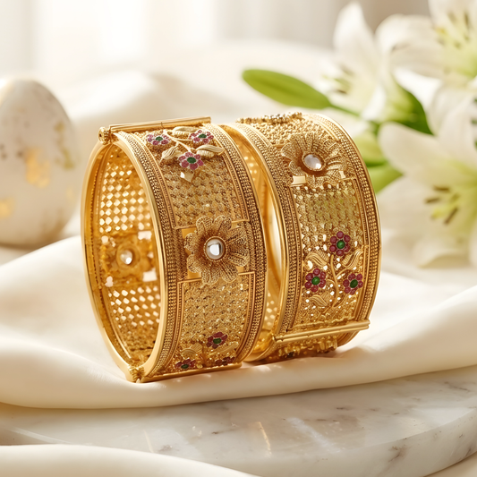 Floral Motif Kada Bangles For Women