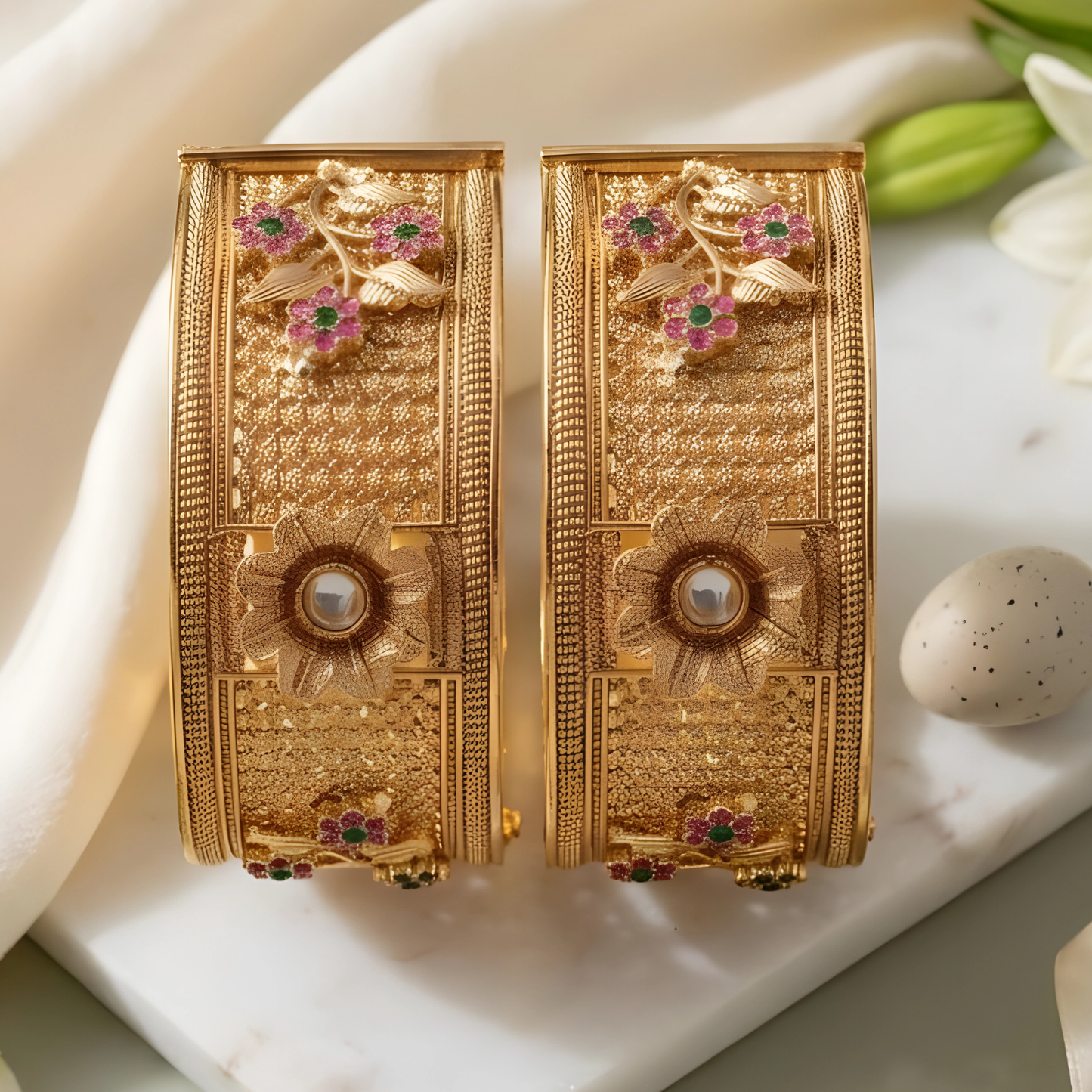 Floral Motif Kada Bangles For Women