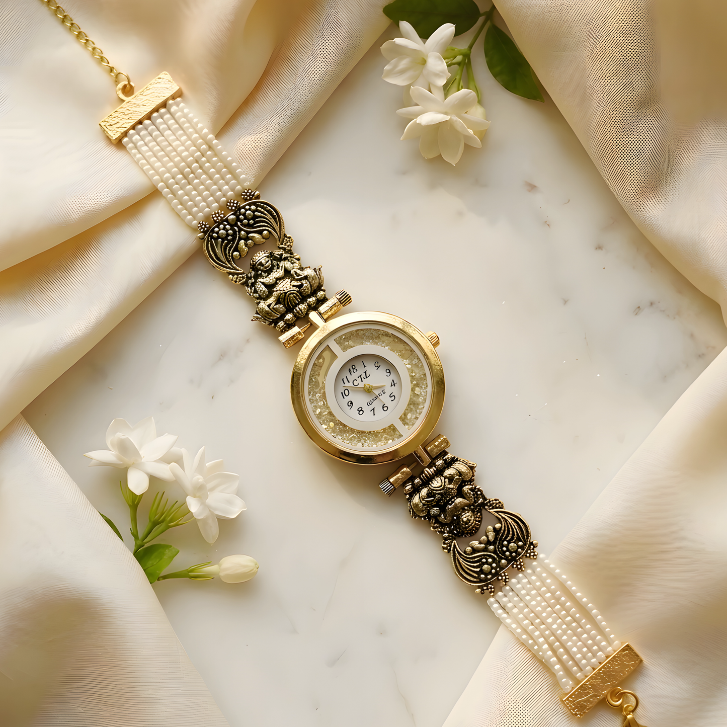 Temple Jewelry Pearl Strap Watch