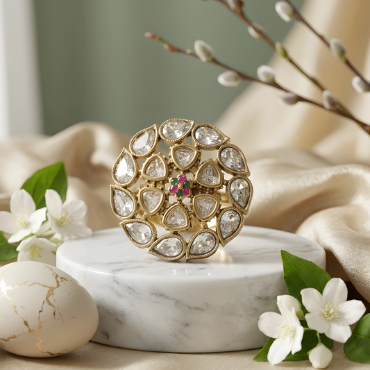 Floral Moissanite Statement Ring