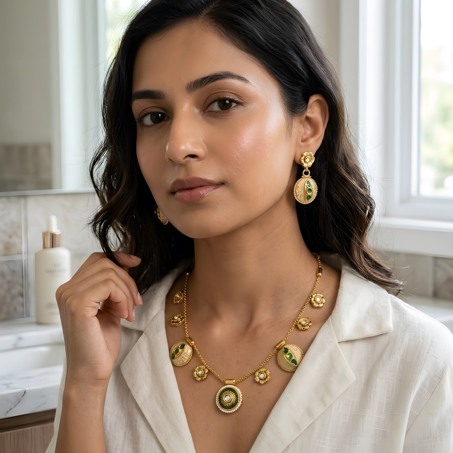 Multicolor Coin Necklace Set For Women
