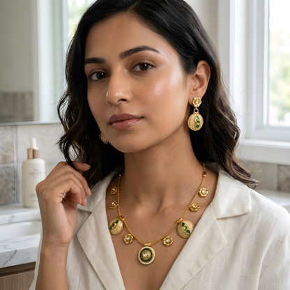 Multicolor Coin Necklace Set For Women