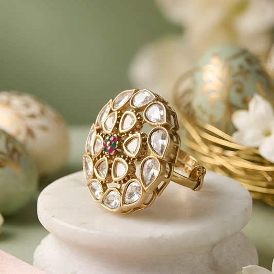 Floral Moissanite Statement Ring