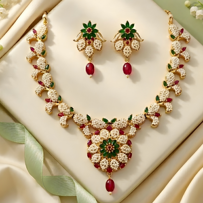 Rajwadi Pearl Choker Jewelry Set