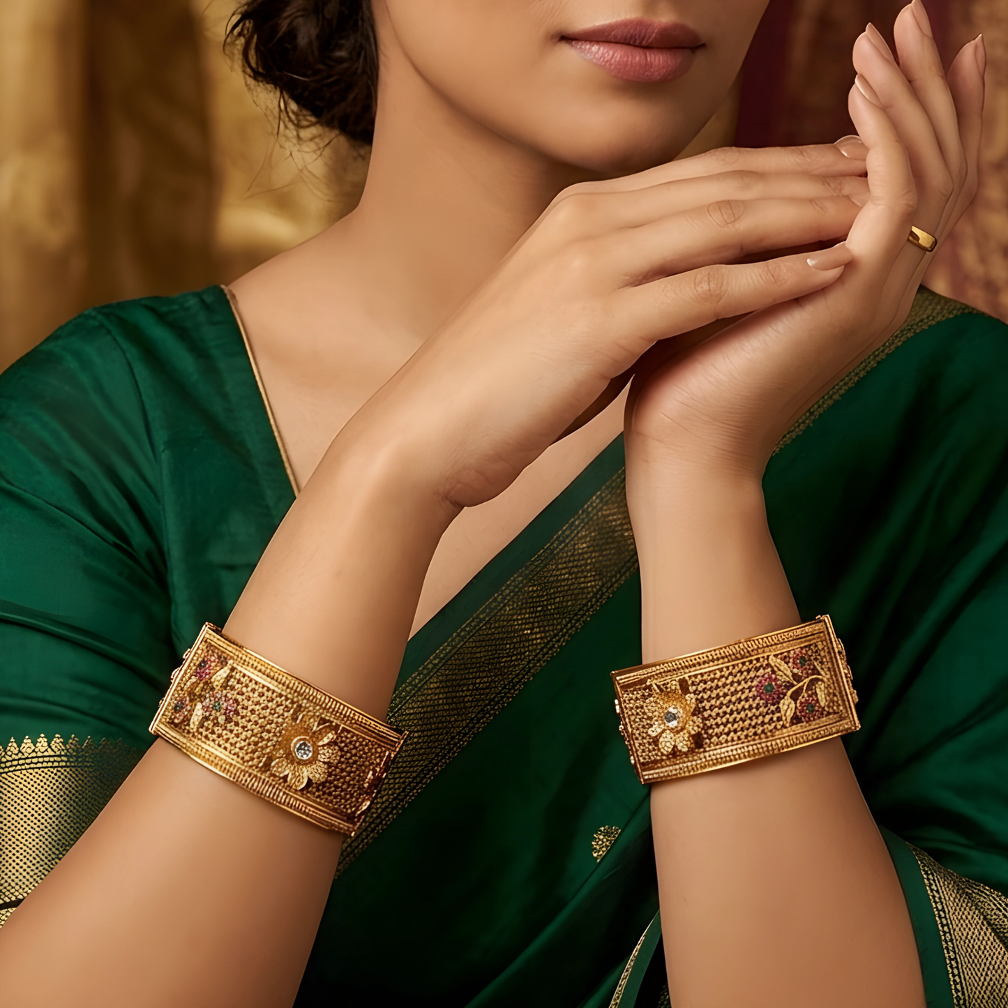 Floral Motif Kada Bangles For Women