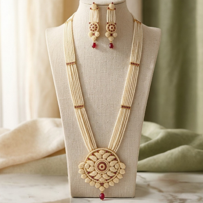 Floral Rani Haar Necklace Set with Matching Earrings