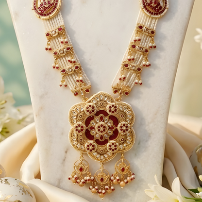 Temple Lakshmi Beaded Long Haar with Earrings