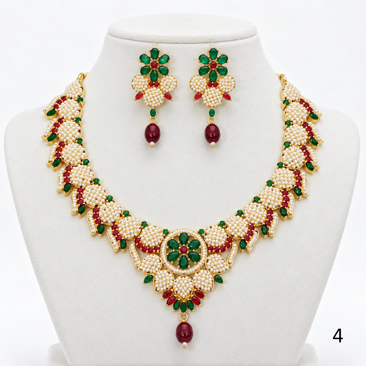 Traditional Rajwadi Pearl Choker Set with Earrings
