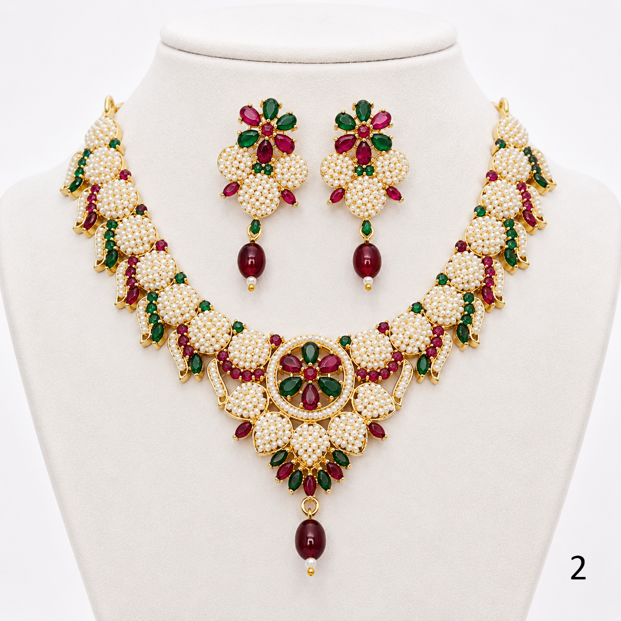 Traditional Rajwadi Pearl Choker Set with Earrings
