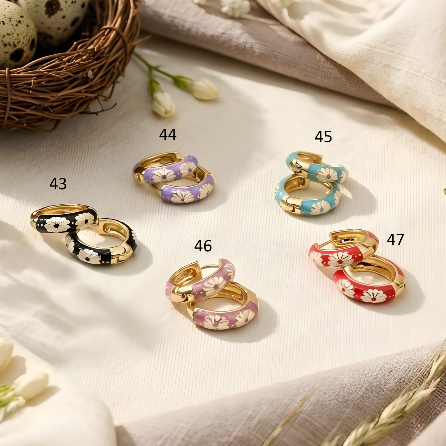 Colorful Enamel Hoop Earrings for Women