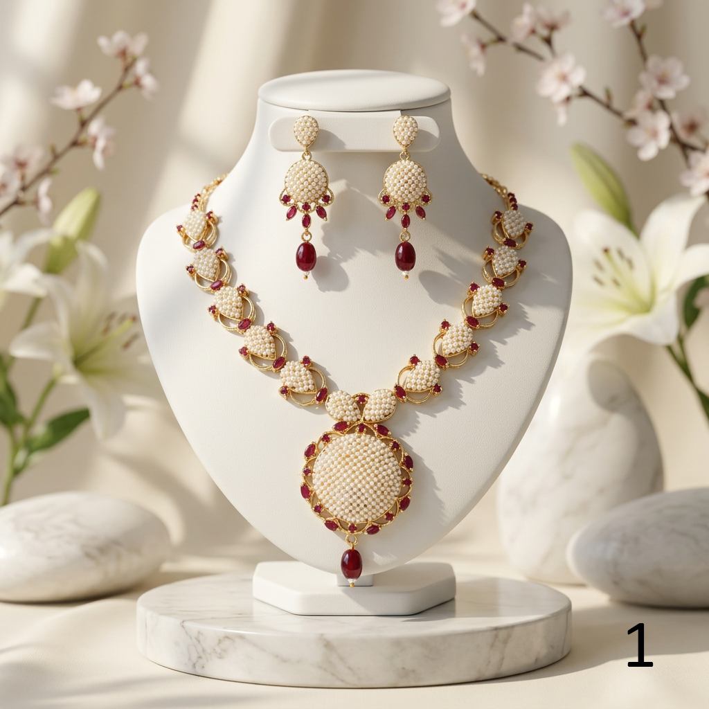 Handcrafted Statement Necklace Set with Drop Earrings