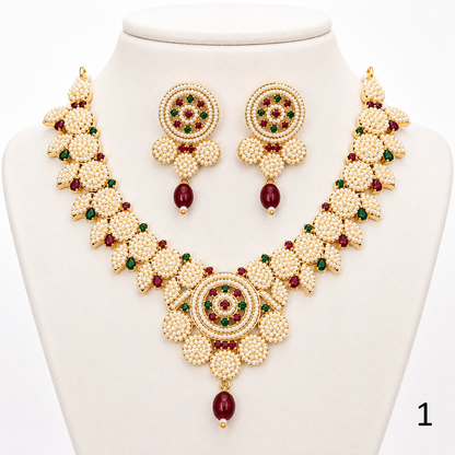 Rajwadi Pearl Choker Set with Earrings