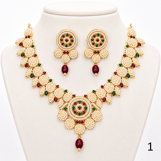 Rajwadi Pearl Choker Set with Earrings