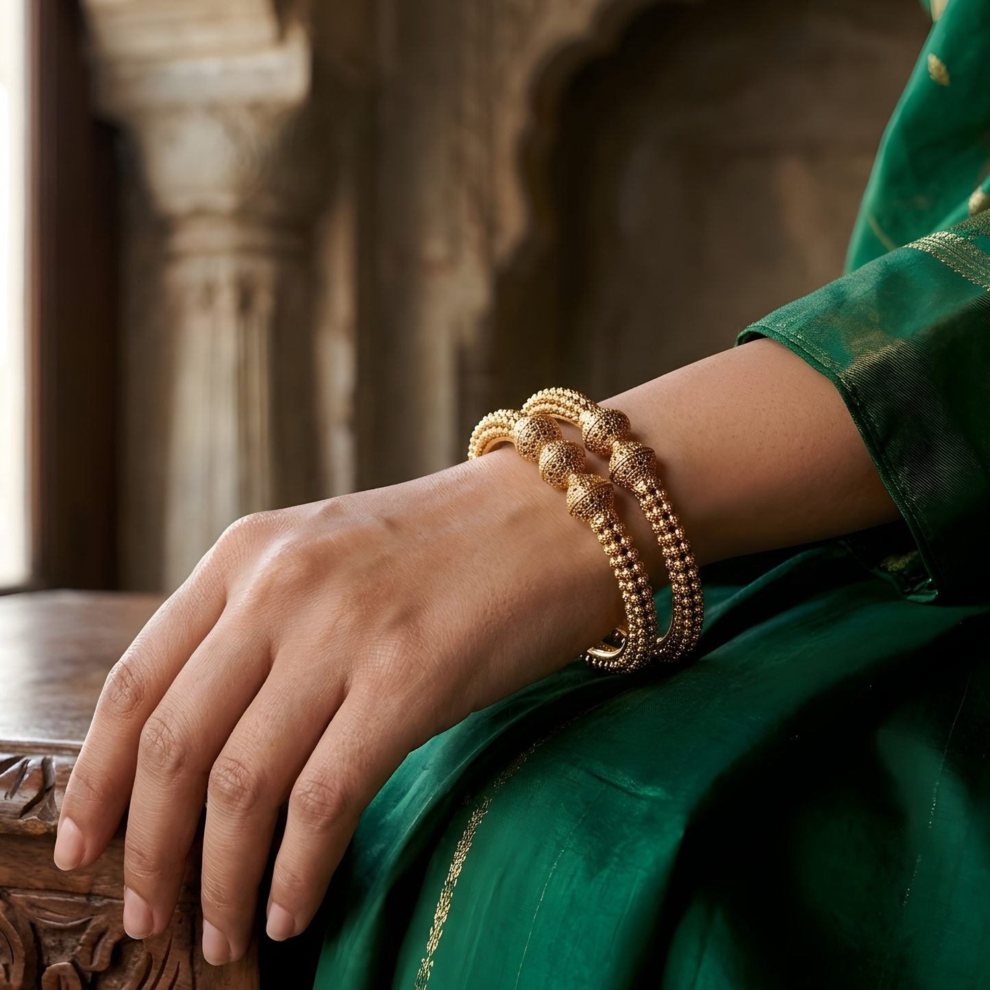 Gold-Tone Filigree Bangles Set
