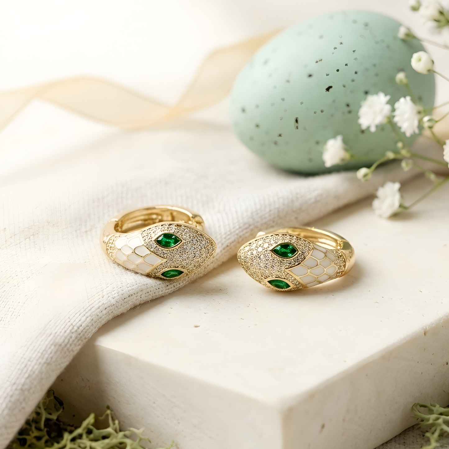 Snake Design Enamel Hoop Earrings